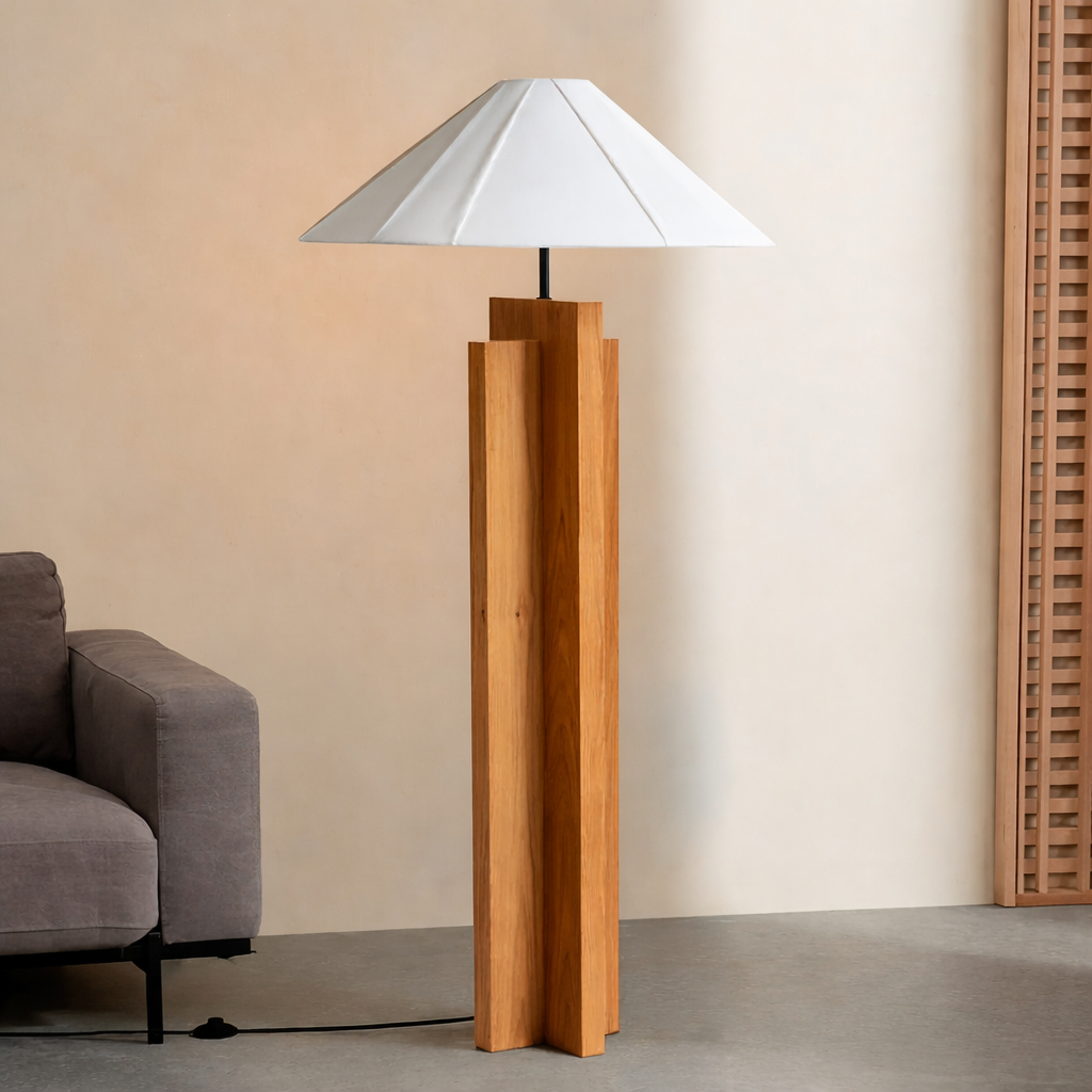 Natural Wood Floor Lamp Minimalist Wooden Floor Light