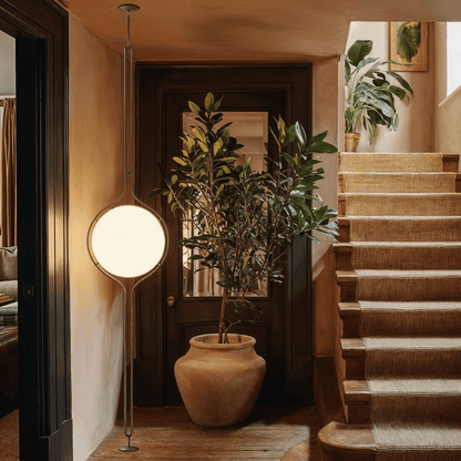 Cream Orb Floor to Ceiling Lamp Soft Ambient Light