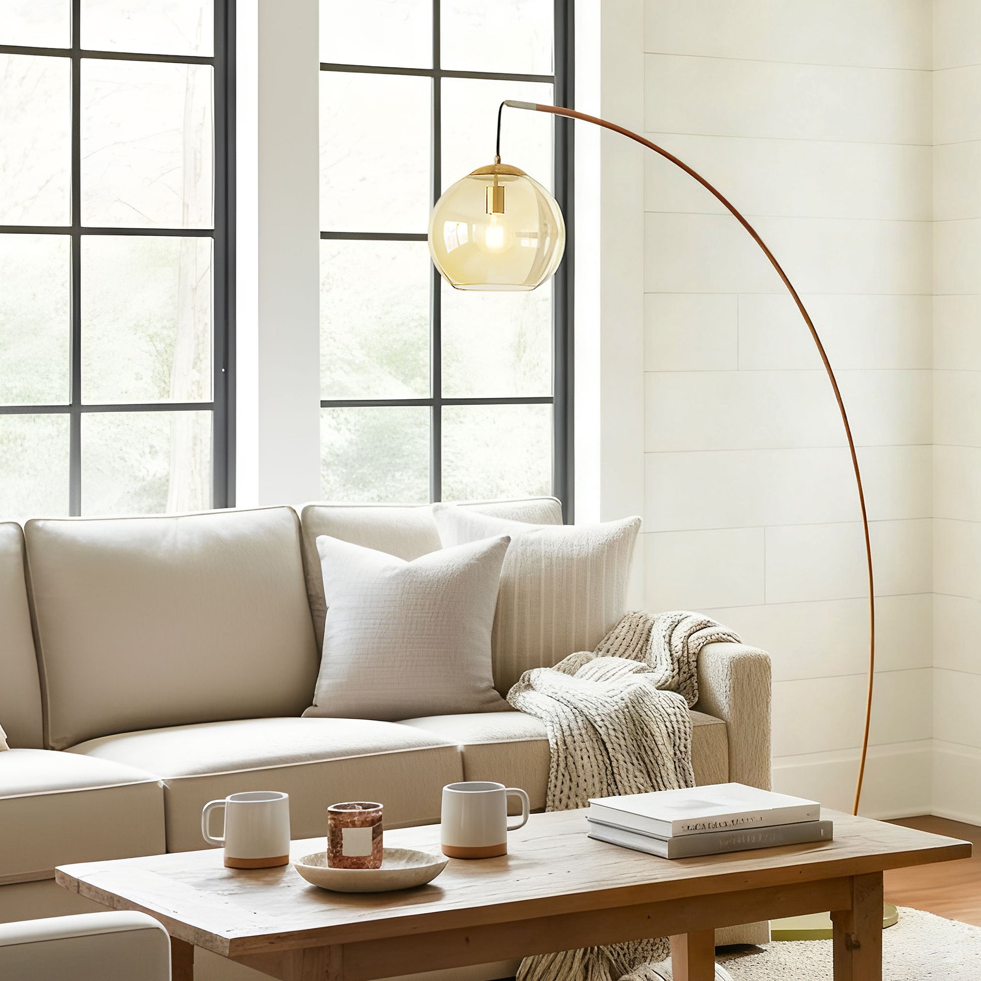 Vintage Wabi Sabi Arc Floor Lamp