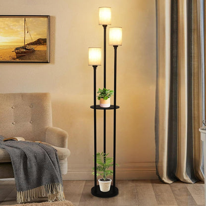 Floor Lamp with Shelves - 3-Light Modern Standing Lamp - Airayvis