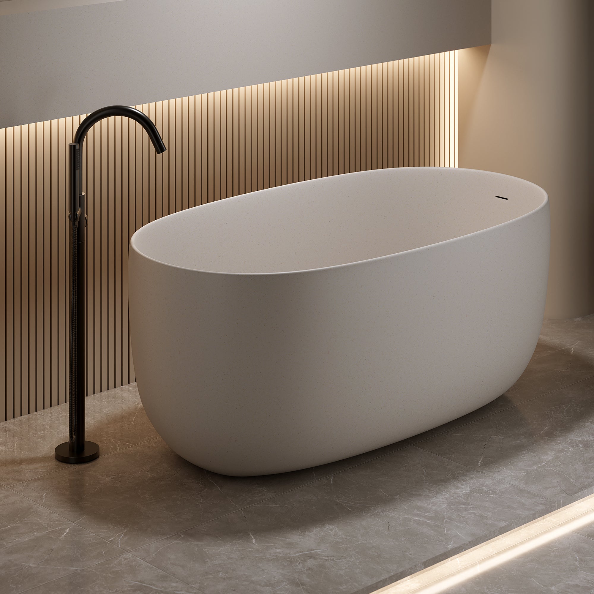 Freestanding 51" Stone Resin Bathtub | Solid Surface Soaking Tub - Airayvis