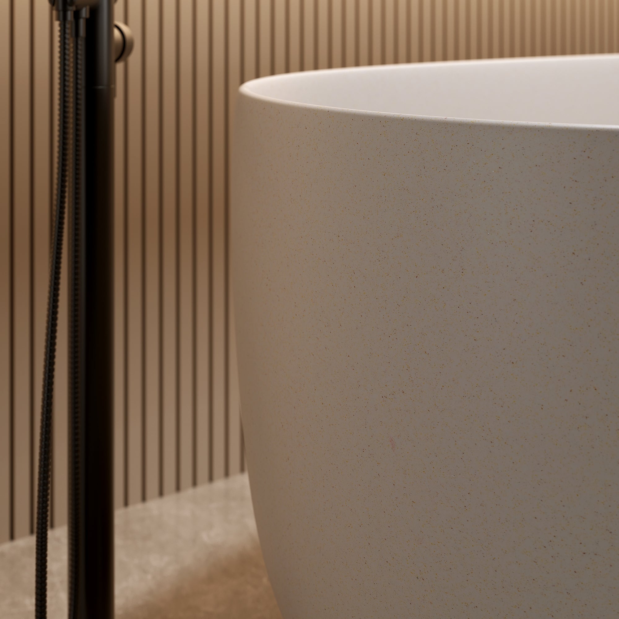 Modern 51" Freestanding Stone Resin Bathtub | Solid Surface Soaking Tub - Airayvis