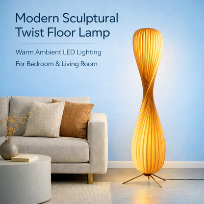 Modern Sculptural Twist Floor Lamp – Warm Ambient LED Standing Lamp for Bedroom & Living Room
