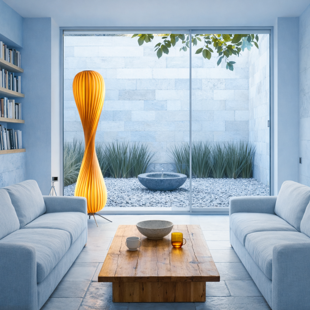 Modern Sculptural Twist Floor Lamp – Warm Ambient LED Standing Lamp for Bedroom & Living Room