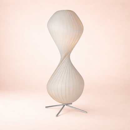 Nordic Wabi Sabi Floor Lamp - Twisted Hourglass Pleated Shade - Airayvis