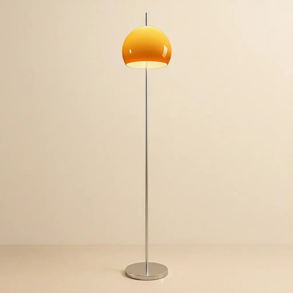 Orange Mushroom Floor Lamp Dimmable Standing Lamp with Dome Shade
