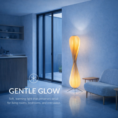 Sculptural Twist Floor Lamp with Gentle Warm Glow