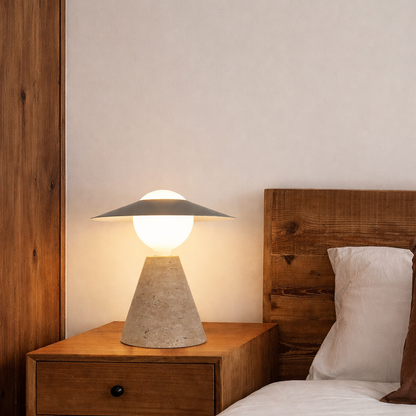 Vintage Wabi Sabi Travertine Table Lamp at Airayvis