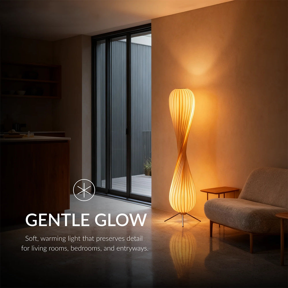 Wooden Floor Lamp Sculptural Dimmable LED Floor Light