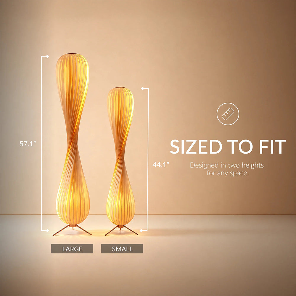 Wooden Floor Lamp Sculptural Dimmable LED Floor Light