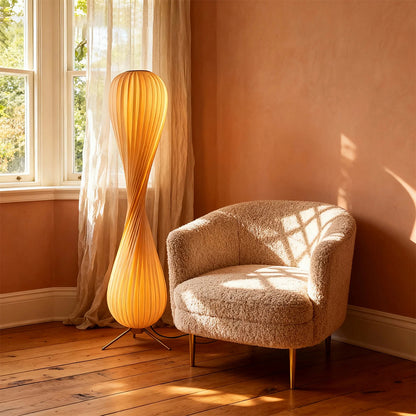 Wooden Floor Lamp Sculptural Dimmable LED Floor Light