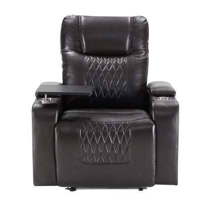 Power Motion Recliner – USB Charging Port, Hidden Arm Storage, 2 Cup Holders & 360° Swivel Tray Table