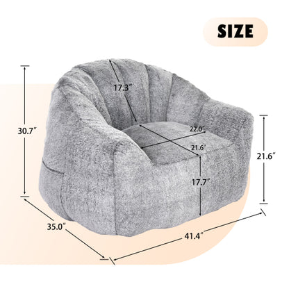 Oversized Faux Fur Bean Bag Chair Stuffed Lounge Sofa for Adults & Kids Perfect for Gaming Reading & Relaxing