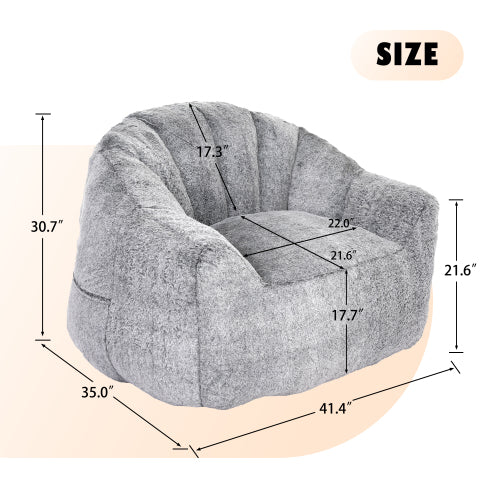 Oversized Faux Fur Bean Bag Chair Stuffed Lounge Sofa for Adults & Kids Perfect for Gaming Reading & Relaxing