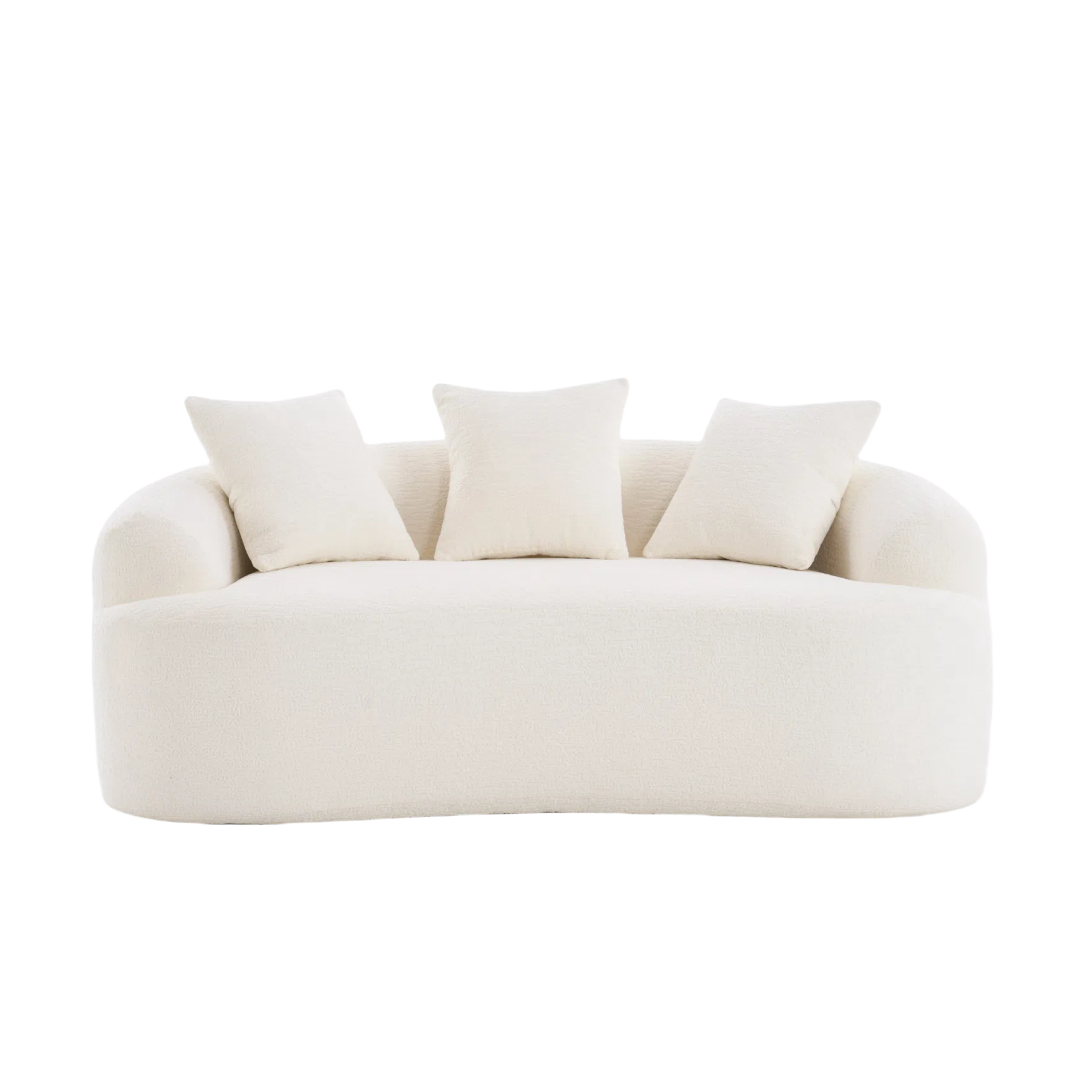 LY-025S Loveseat Sofa with Wood Grain Chenille Fabric, Cloud White High-Density Sponge Couch, Compact Design for Small Spaces