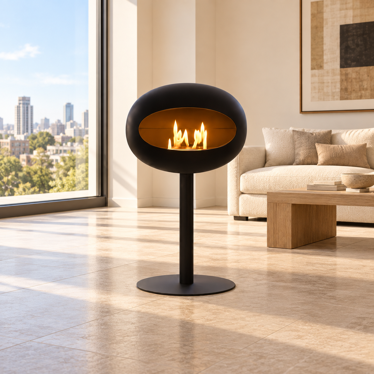 Minimalist Bio-Ethanol Fireplace for Smoke-Free Luxury Living