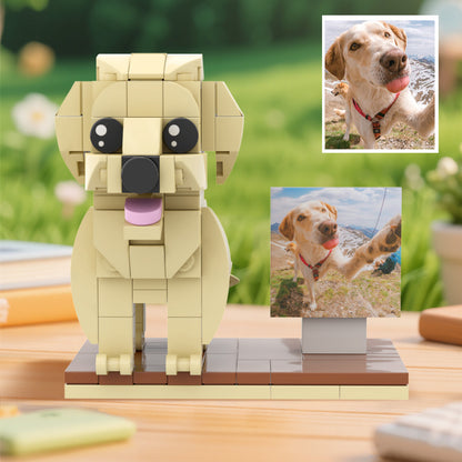 Custom Full-Body Brick Figures of 1 Dog with Frame Personalized Birthday Gift
