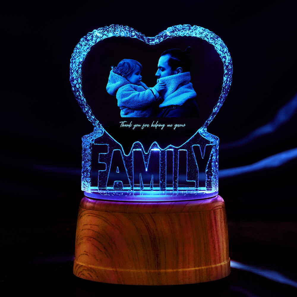 Custom Photo Crystal Sculpture Keepsake 3D Crystal Photo Heart Gift for Dad