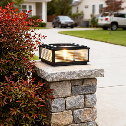 Square Pillar Light Ribbed Glass Outdoor Metal Light - product image 10