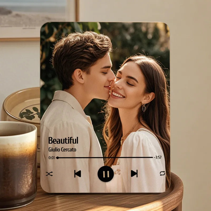 Custom Music Photo Frame That Plays Music Without Cell Phone Wooden Music Record Player Wedding Anniversary Gifts