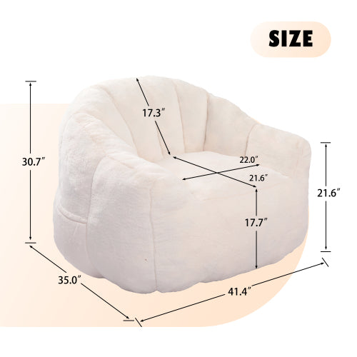 Oversized Faux Fur Bean Bag Chair Stuffed Lounge Sofa for Adults & Kids Perfect for Gaming Reading & Relaxing