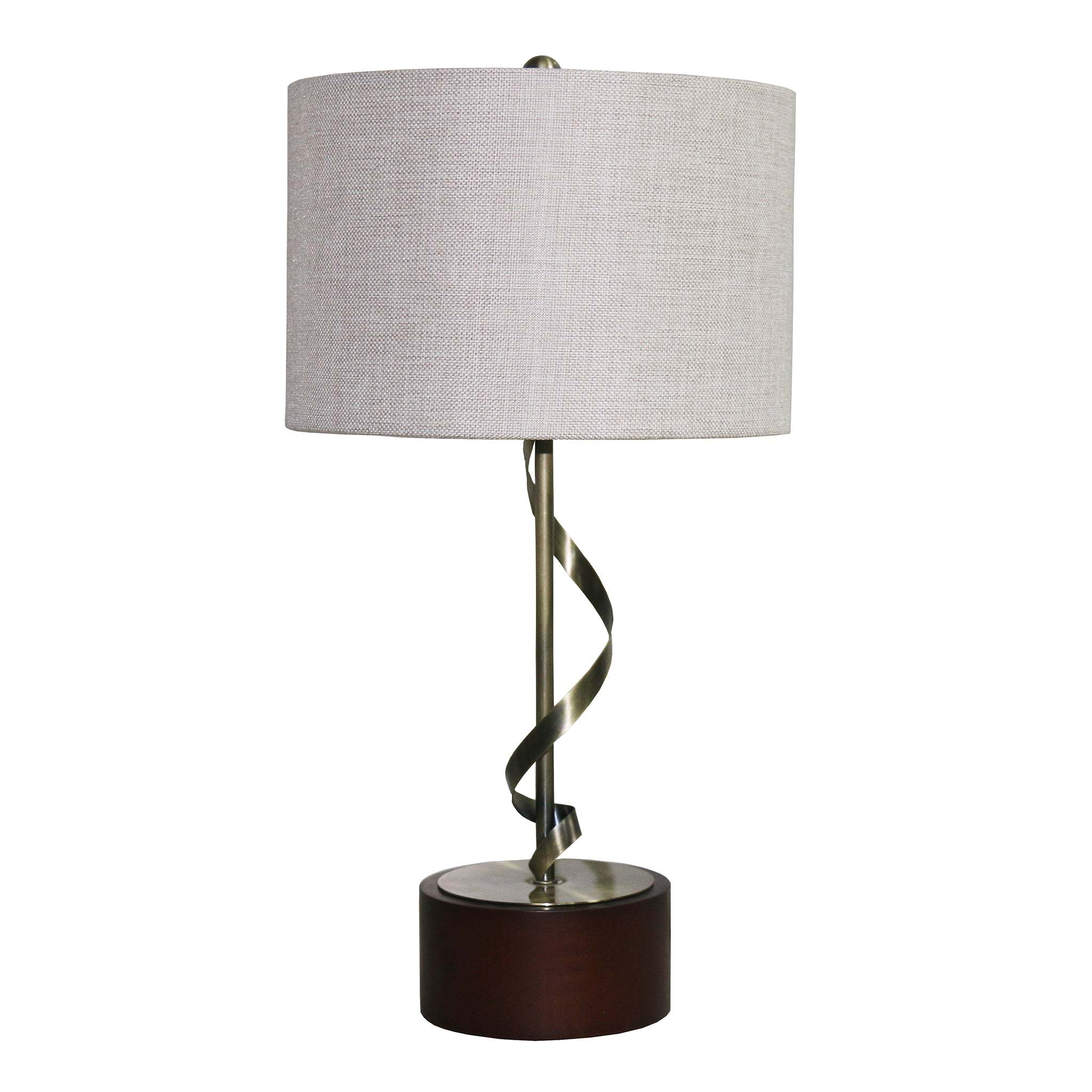 Creative Solid Wood Nightstand Desk Lamp with Twisted Metal and Linen Shade, 110V, 22 Inch