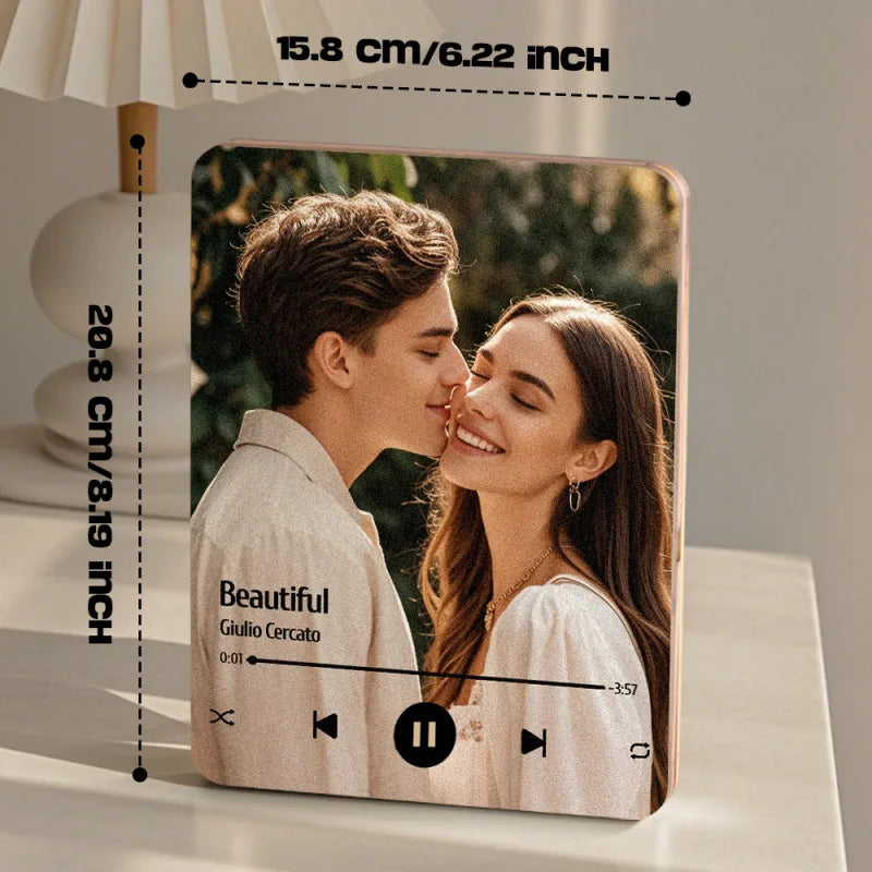 Custom Music Photo Frame That Plays Music Without Cell Phone Wooden Music Record Player Wedding Anniversary Gifts
