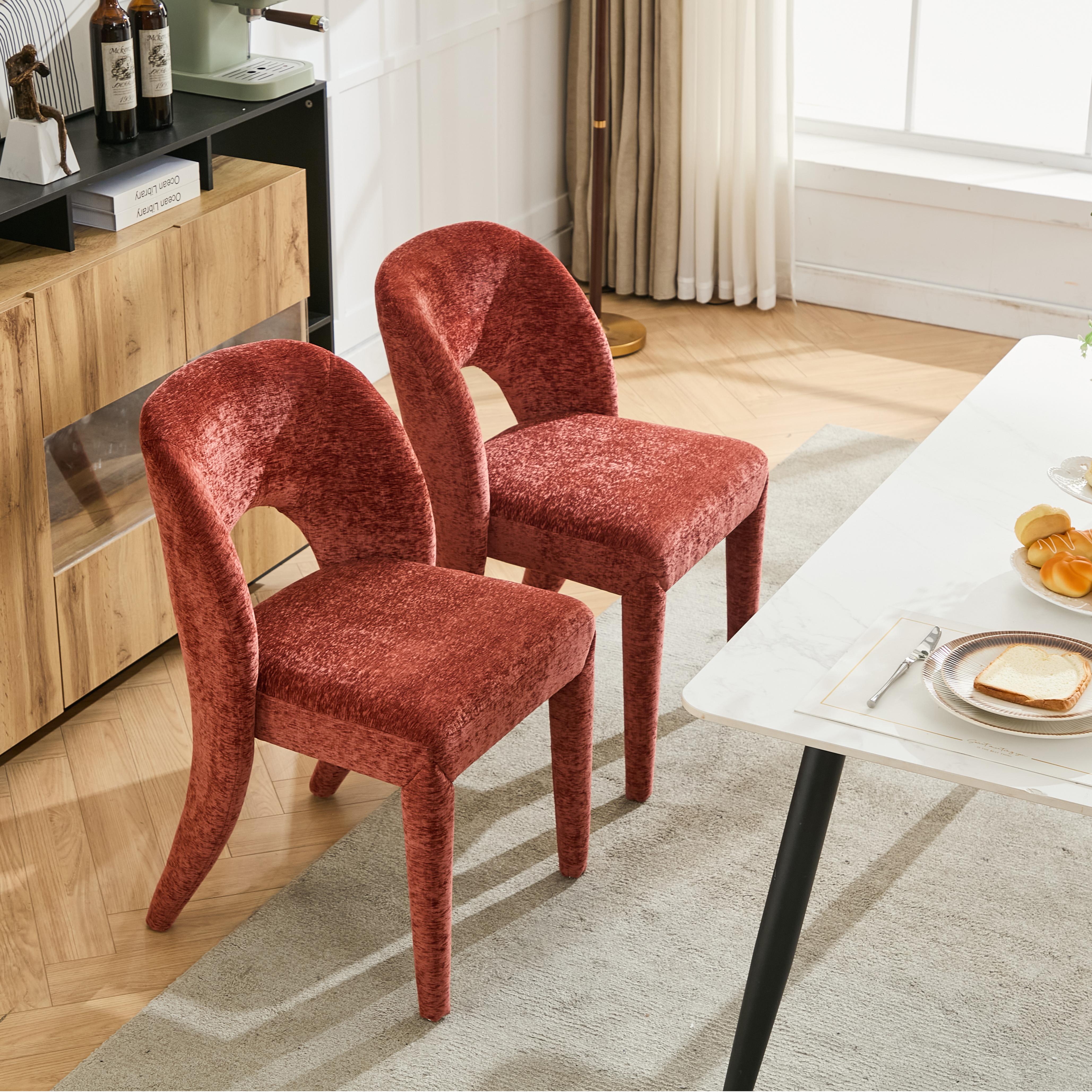 Set of 2 Dining Chairs Features a Hollowed-Out backrest Design for Restaurant Kitchens