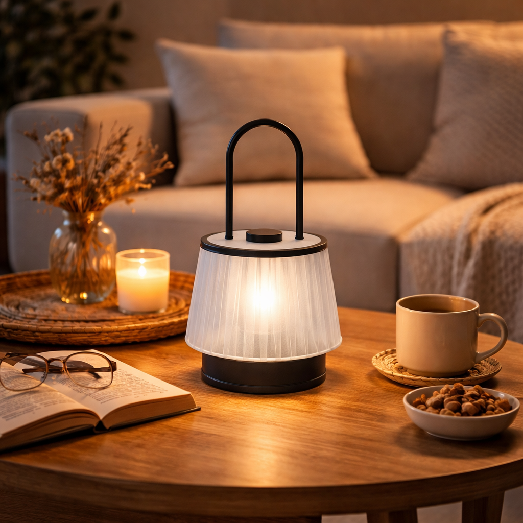 Minimalist Fabric Accent Table Lamp with USB Charging