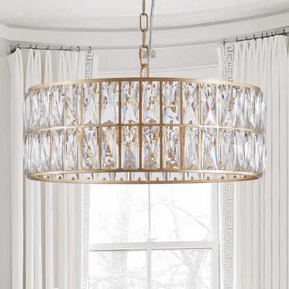 Golden Modern Crystal Drum Chandelier