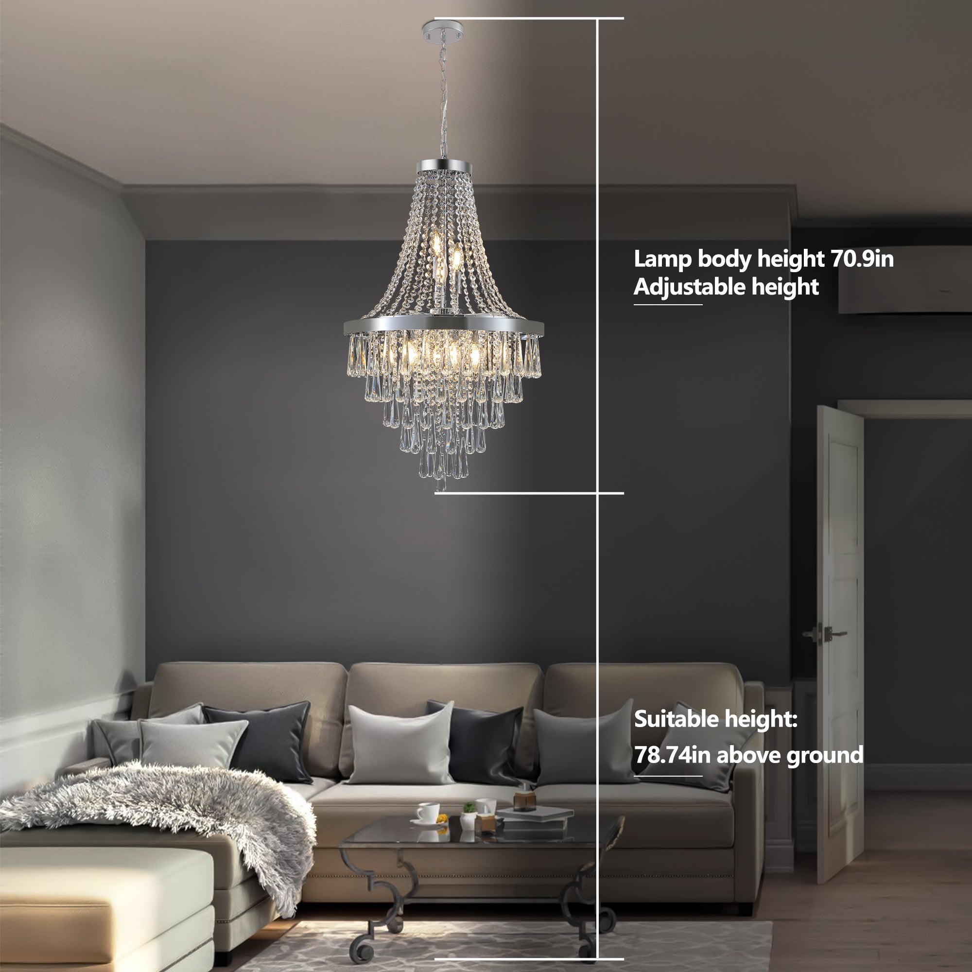 Luxury Chrome Crystal Chandelier