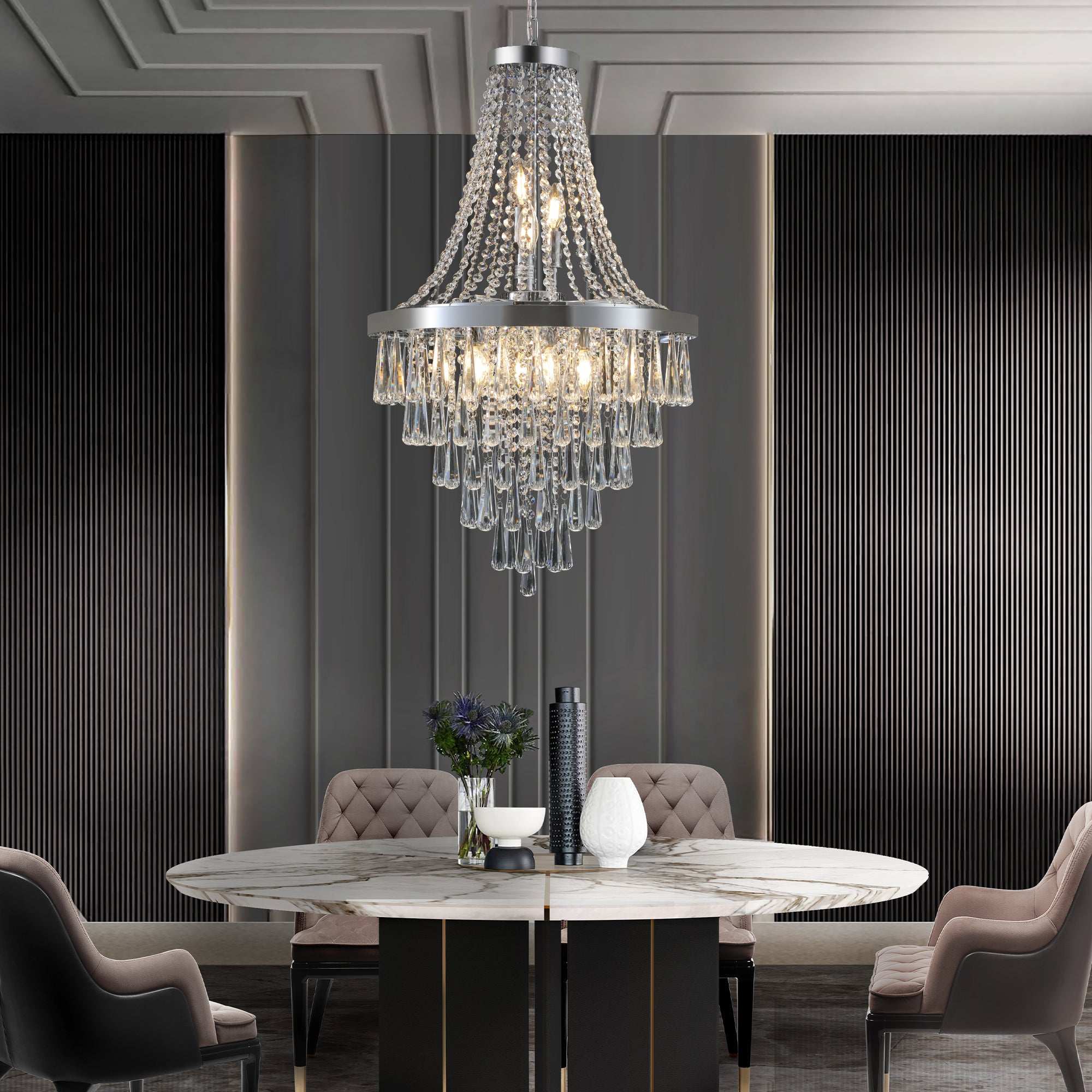 Luxury Chrome Crystal Chandelier