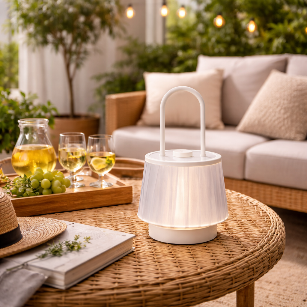 Minimalist Fabric Accent Table Lamp with USB Charging