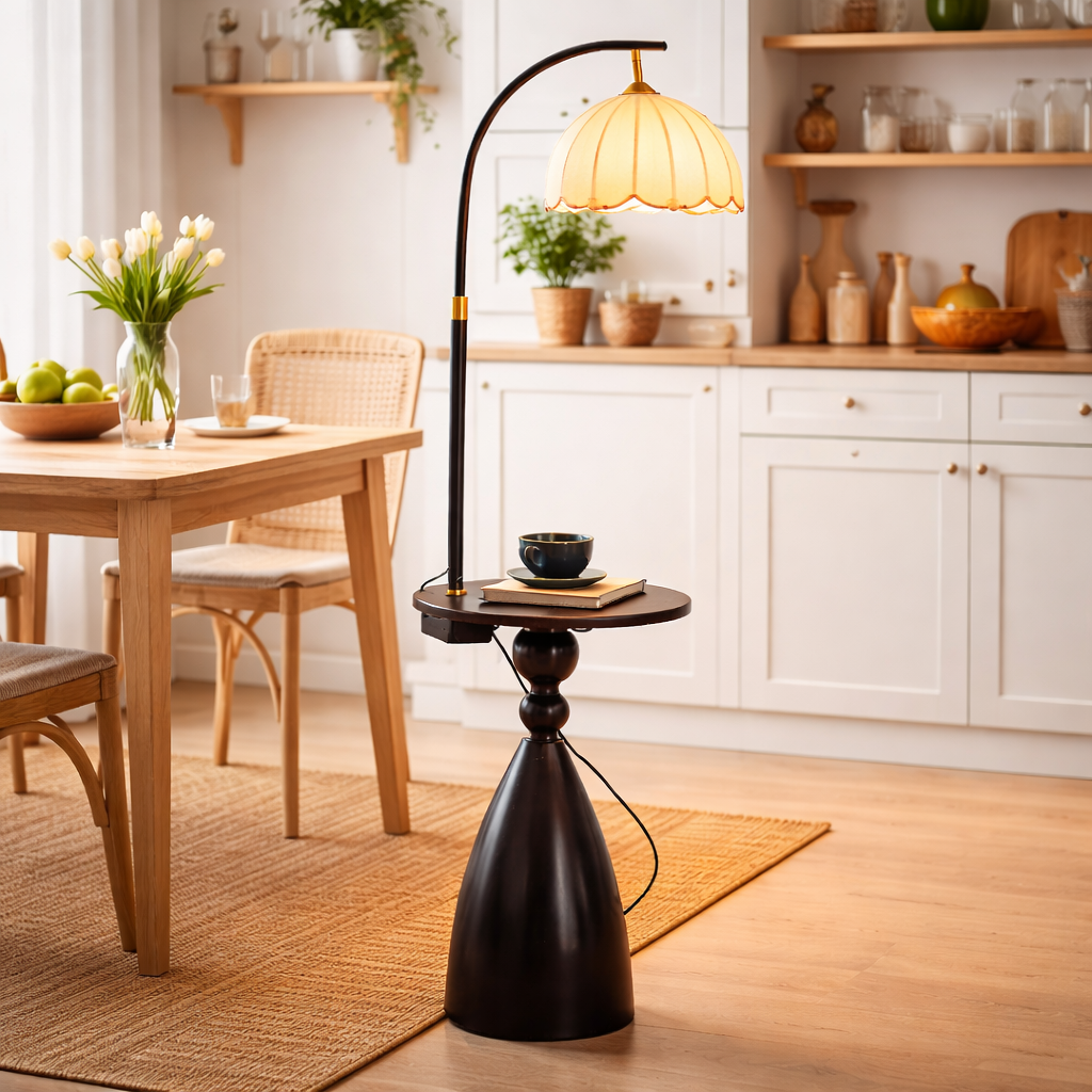 Vintage Lotus Shape Wabi Sabi Floor Lamp
