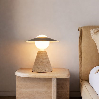 Vintage Wabi Sabi Travertine Table Lamp