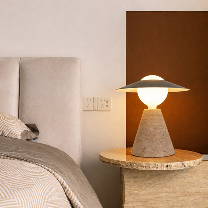 Vintage Wabi Sabi Travertine Table Lamp