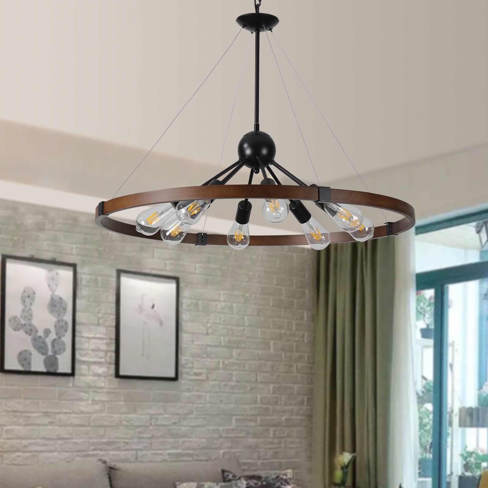 Vintage Industrial Rust Iron Round Chandelier