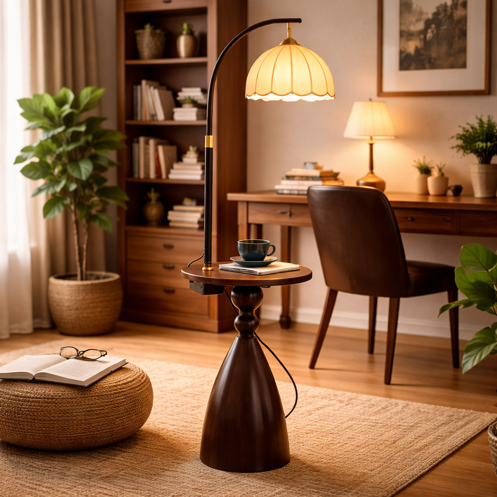 Vintage Lotus Shape Wabi Sabi Floor Lamp