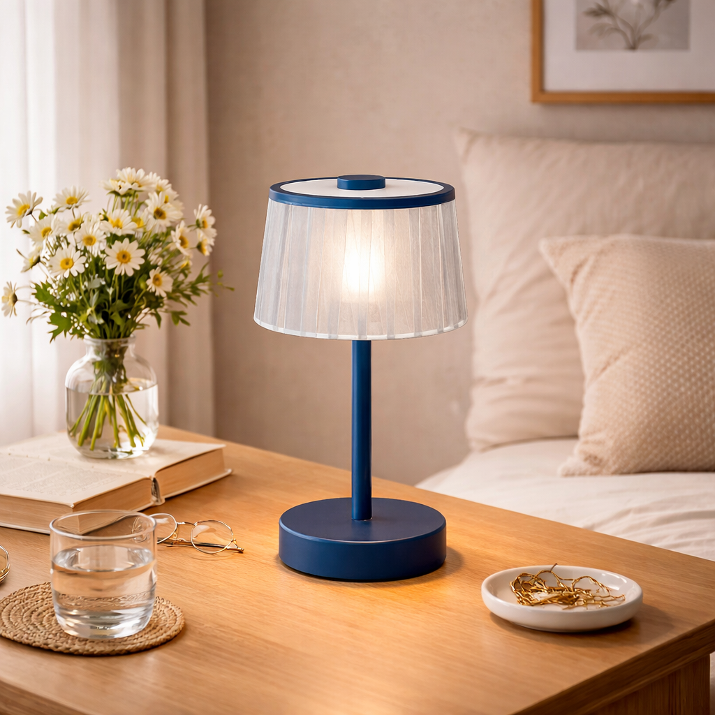 Minimalist Fabric Accent Table Lamp with USB Charging