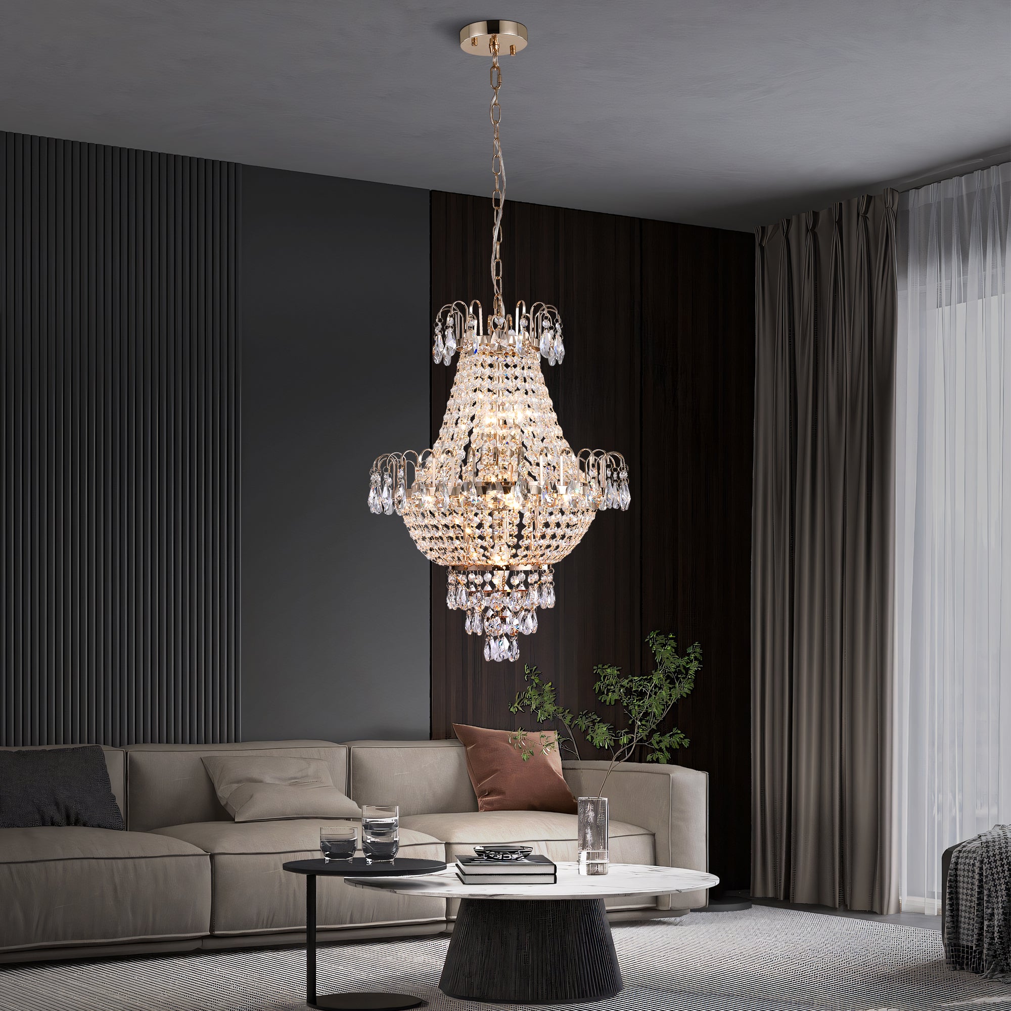 Gold Crystal Chandelier Luxury Ceiling Light