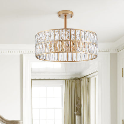 Golden Modern Crystal Drum Chandelier