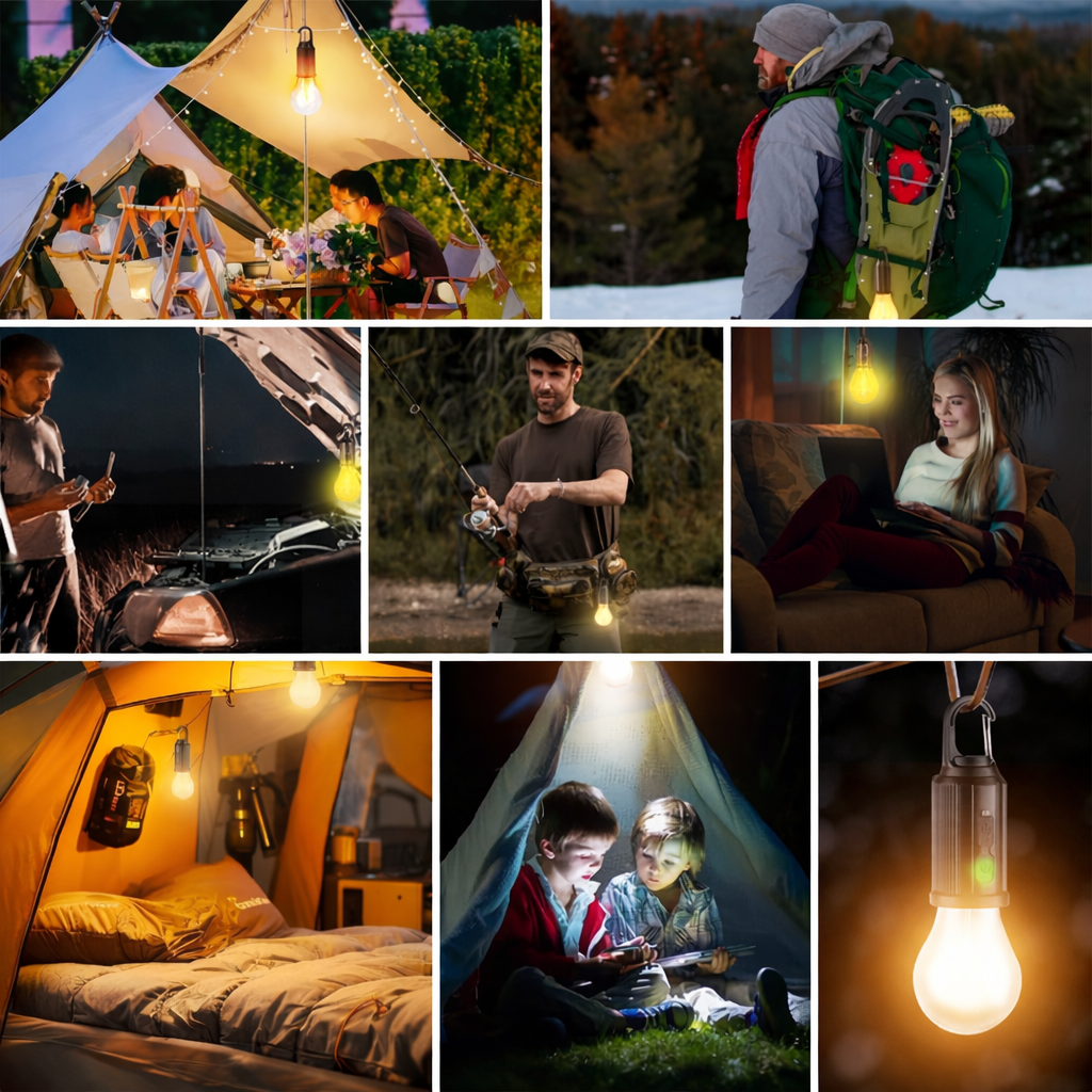 Round Solar Light Bulb Rechargeable for Home & Outdoor