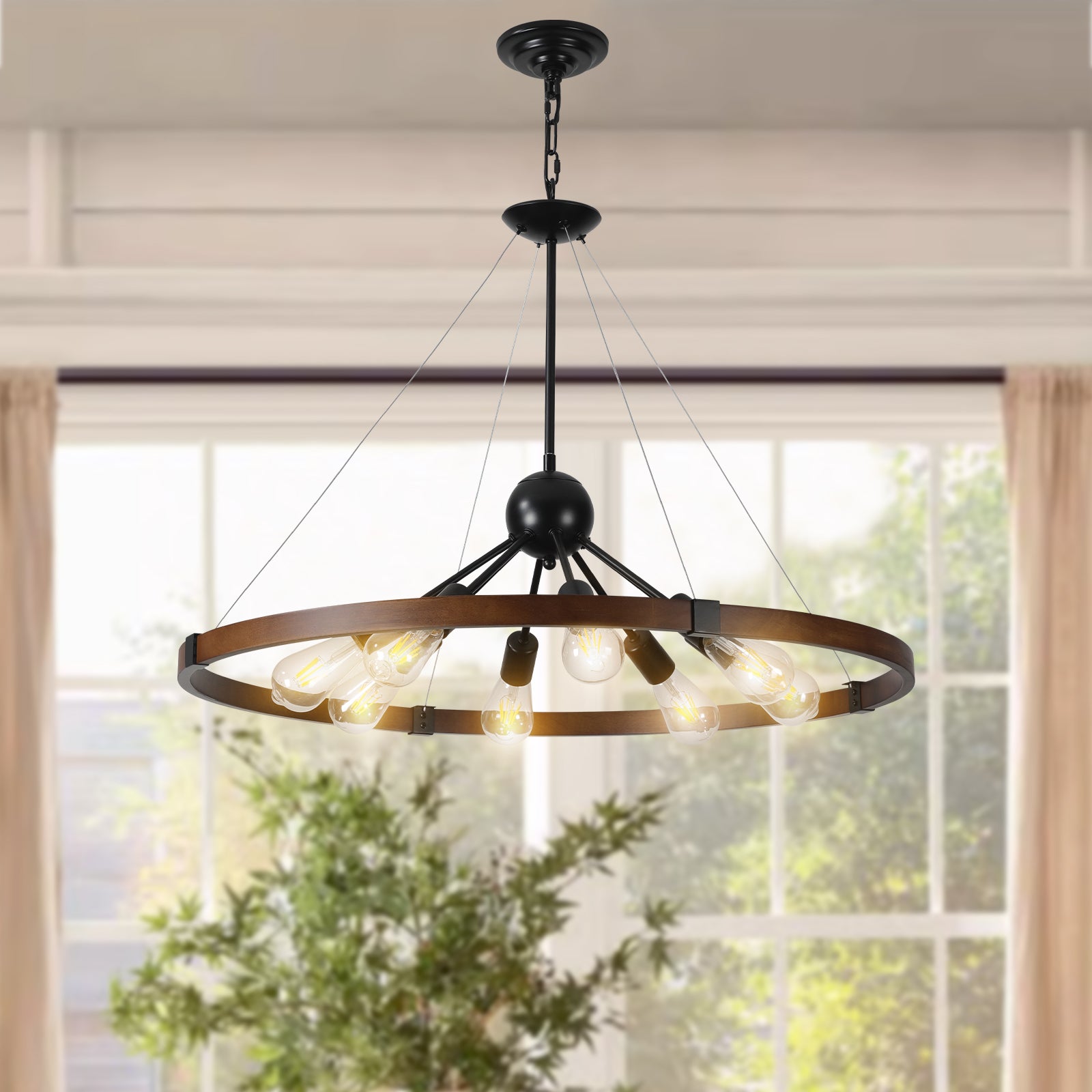 Vintage Industrial Rust Iron Round Chandelier