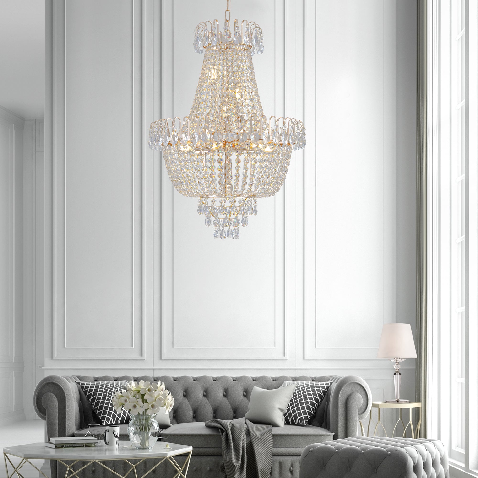 Luxury Gold Crystal Chandelier Ceiling Light