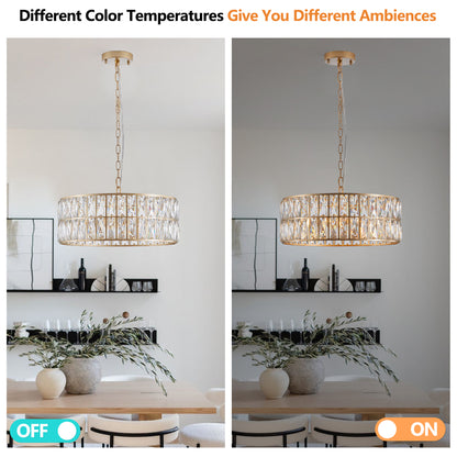 Golden Modern Crystal Drum Chandelier