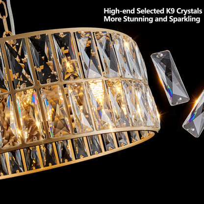 Golden Modern Crystal Drum Chandelier