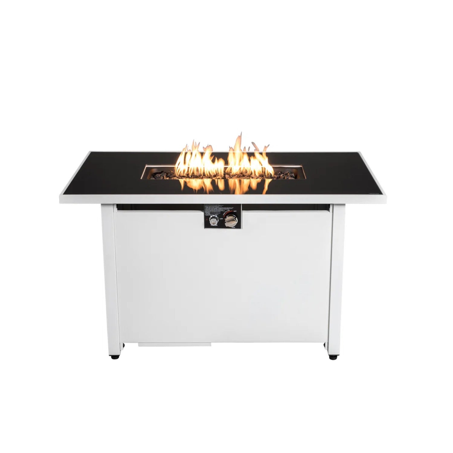 Modern Outdoor 43' Metal Rectangular Fire Pit Table with Adjustable Flame Control in White