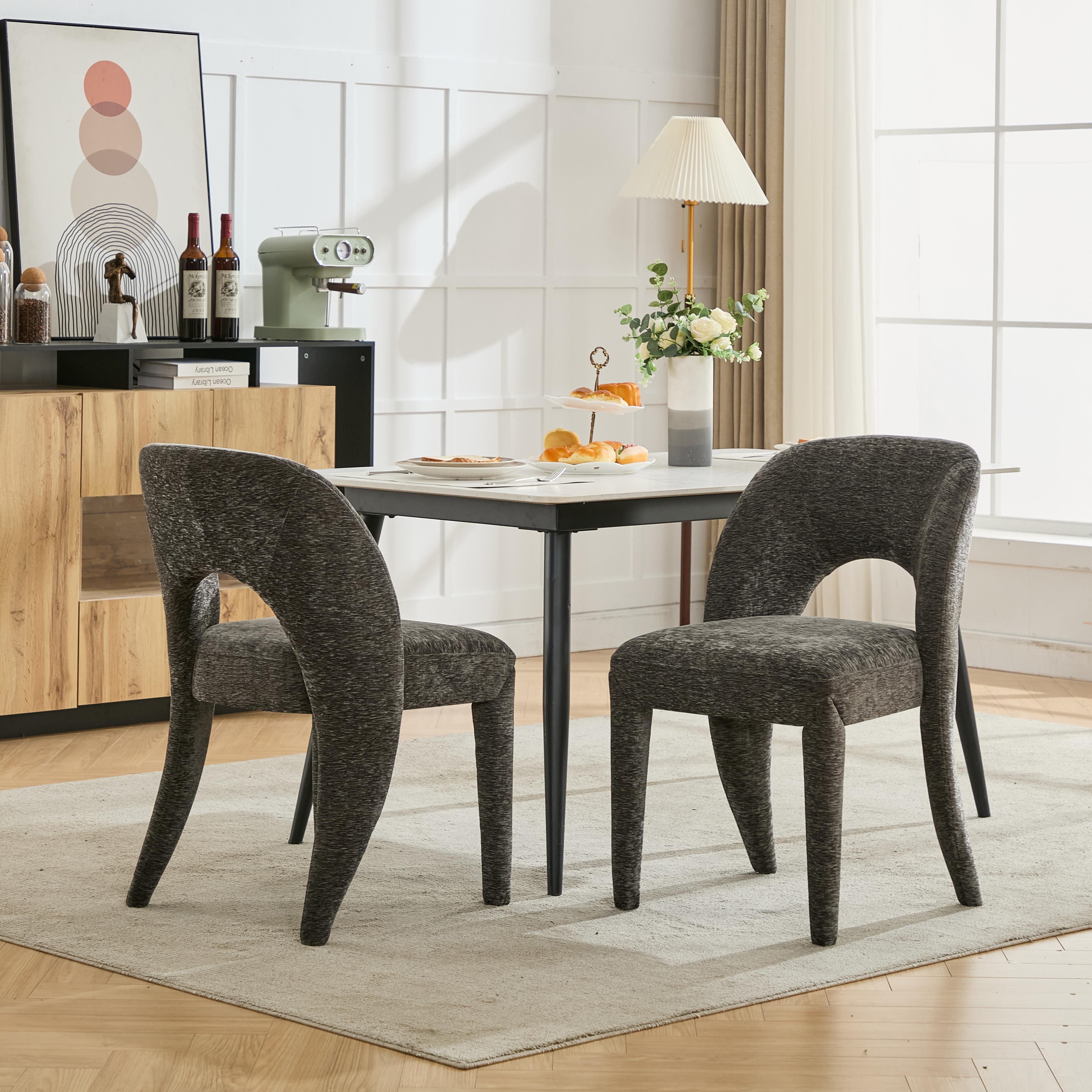Set of 2 Dining Chairs Features a Hollowed-Out backrest Design for Restaurant Kitchens