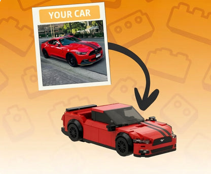 Custom Photo Car Brick Figure Set with Car Model & Personalized License Plate – Unique Birthday & Valentine’s Gift for Car Lovers
