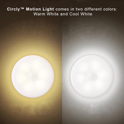 Compact round cabinet light with motion activation